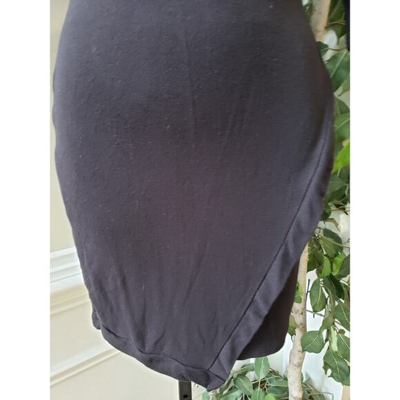 41 Hawthorn Knee Length Dress Womens Small Black Solid Asymmetrical Round Neck - Picture 3 of 11